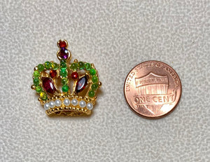 Authentic Swoboda Crown Brooch ~ Peridot, Garnet, Pearl (Copy)