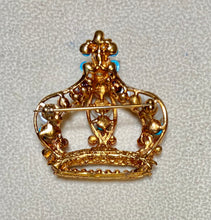 Load image into Gallery viewer, Authentic Swoboda Crown Brooch ~ Turquolite Garnet, Coral, Fresh Water Pearl

