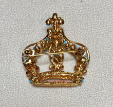 Load image into Gallery viewer, Authentic Swoboda Crown Brooch ~ Turquolite, Coral, Moonstone
