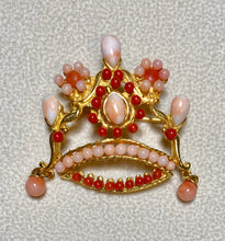 Load image into Gallery viewer, Authentic Swoboda Crown Brooch ~ Coral
