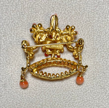 Load image into Gallery viewer, Authentic Swoboda Crown Brooch ~ Coral
