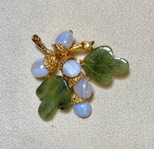 Load image into Gallery viewer, AUTHENTIC SWOBODA FLOWER BROOCH ~ JADE, LACE AGATE
