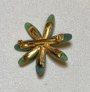 AUTHENTIC SWOBODA FLOWER BROOCH ~ JADE, PEARL