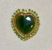 Load image into Gallery viewer, AUTHENTIC SWOBODA HEART BROOCH ~ JADE, PERIDOT

