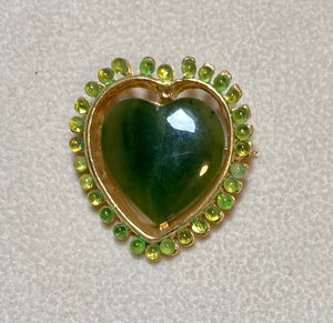 AUTHENTIC SWOBODA HEART BROOCH ~ JADE, PERIDOT