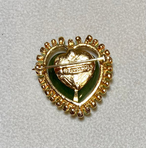 AUTHENTIC SWOBODA HEART BROOCH ~ JADE, PERIDOT