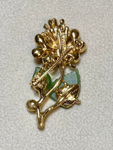 Load image into Gallery viewer, AUTHENTIC SWOBODA FLOWER BROOCH ~ JADE, AMETHYST, PEARL
