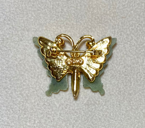 AUTHENTIC SWOBODA BUTTERFLY BROOCH ~ Jade, Fresh Water Pearl, Garnet, Ruby ~ LAST ONE