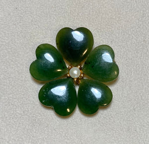 AUTHENTIC SWOBODA FLOWER BROOCH ~ JADE, PEARL