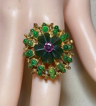 Load image into Gallery viewer, AUTHENTIC SWOBODA RING  ~ Jade, Peridot, Ruby
