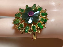 Load image into Gallery viewer, AUTHENTIC SWOBODA RING  ~ Jade, Peridot, Ruby
