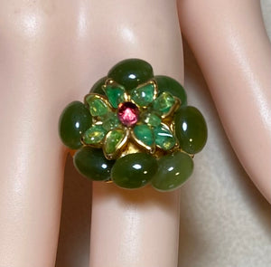 AUTHENTIC SWOBODA RING  ~ Jade, Peridot, Ruby