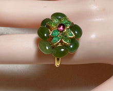 Load image into Gallery viewer, AUTHENTIC SWOBODA RING  ~ Jade, Peridot, Ruby
