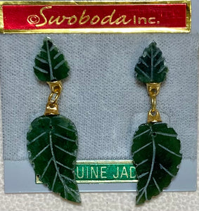 AUTHENTIC SWOBODA EARRINGS ~ JADE LEAVES