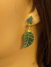 Load image into Gallery viewer, AUTHENTIC SWOBODA EARRINGS ~ JADE LEAVES
