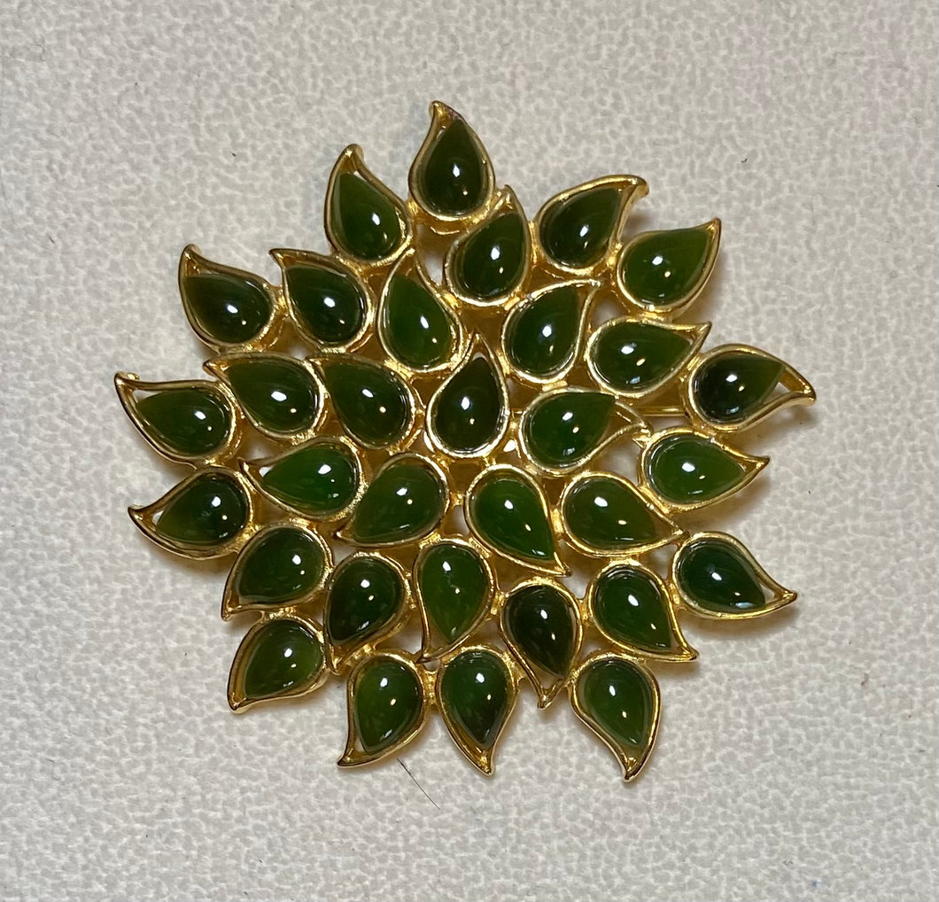 AUTHENTIC SWOBODA STARBURST BROOCH ~ JADE