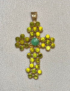 Authentic Swoboda Cross Pendant ~ Peridot, Moonstone
