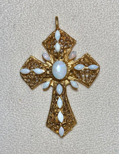 Authentic Swoboda Cross Pendant ~ Genuine Opal