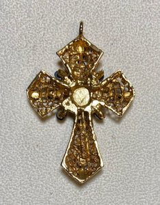Authentic Swoboda Cross Pendant ~ Genuine Opal and Black Onyx