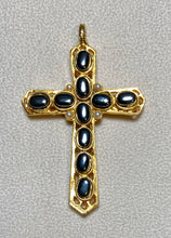 Load image into Gallery viewer, Authentic Swoboda Reversible Cross Pendant ~ Genuine Opal, Hematite, Pearl
