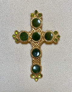 Authentic Swoboda Cross Pendant ~ Jade, Peridot