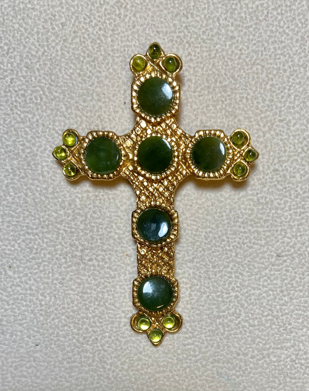 Authentic Swoboda Cross Pendant ~ Jade, Peridot
