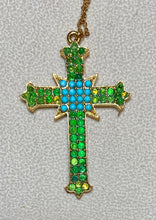 Load image into Gallery viewer, Authentic Swoboda Cross Pendant ~ Peridot, Turquolite
