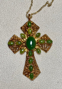 Authentic Swoboda Cross Pendant ~ JADE