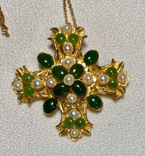Load image into Gallery viewer, Authentic Swoboda Cross Pendant ~ JADE, PEARL
