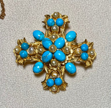 Load image into Gallery viewer, Authentic Swoboda Cross Pendant ~ TURQUOISE, PEARL
