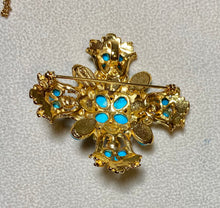 Load image into Gallery viewer, Authentic Swoboda Cross Pendant ~ TURQUOISE, PEARL
