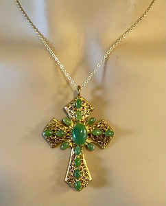 Authentic Swoboda Cross Pendant ~ JADE