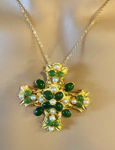 Load image into Gallery viewer, Authentic Swoboda Cross Pendant ~ JADE, PEARL
