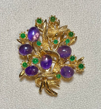 Load image into Gallery viewer, AUTHENTIC SWOBODA FLOWER BROOCH ~ AMETHYST, PERIDOT
