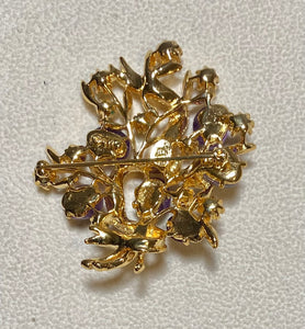 AUTHENTIC SWOBODA FLOWER BROOCH ~ AMETHYST, PERIDOT