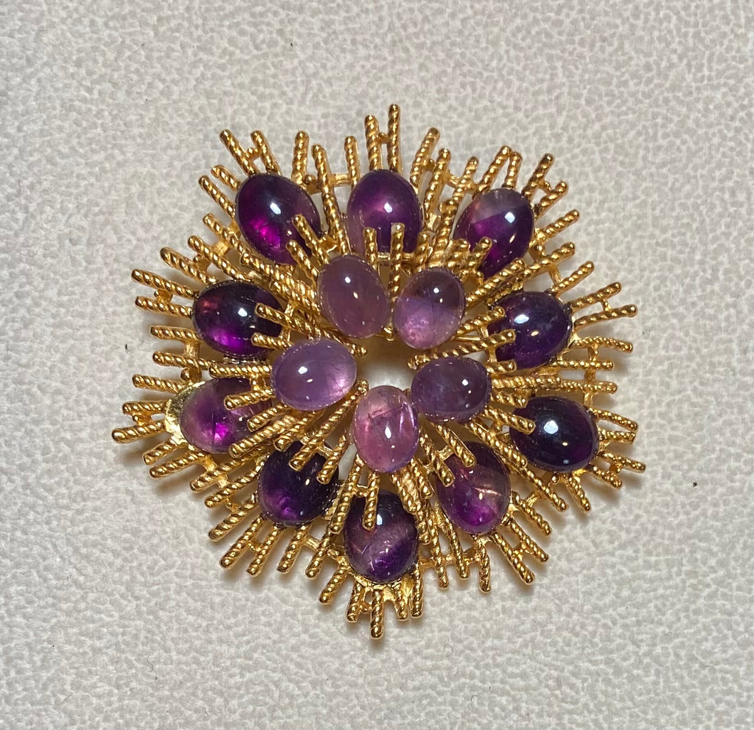 AUTHENTIC SWOBODA STARBURST BROOCH ~ AMETHYST