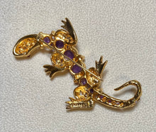 Load image into Gallery viewer, AUTHENTIC SWOBODA IGUANA BROOCH ~ AMETHYST, RUBY EYES
