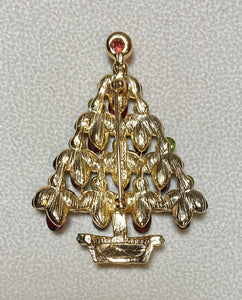 Authentic Swoboda Christmas Tree Brooch ~ Garnet, Peridot
