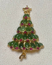 Load image into Gallery viewer, Authentic Swoboda Christmas Tree Brooch ~ Jade, Garnet, Ruby
