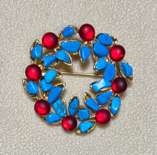 Load image into Gallery viewer, Authentic Swoboda Christmas Wreath Brooch ~ Turquolite
