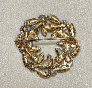Authentic Swoboda Christmas Wreath Brooch ~ Turquolite