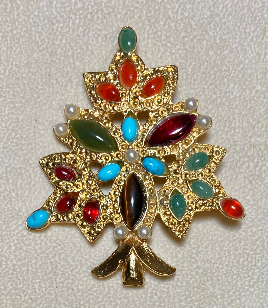 Authentic Swoboda Christmas Tree Brooch ~ Multi-stone