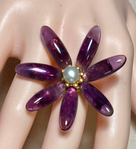 AUTHENTIC SWOBODA RING ~ AMETHYST, PEARL