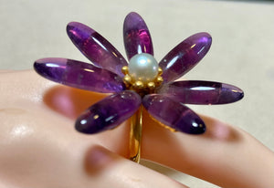 AUTHENTIC SWOBODA RING ~ AMETHYST, PEARL