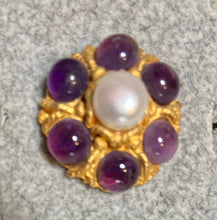 Load image into Gallery viewer, AUTHENTIC SWOBODA RING ~ AMETHYST, FRESH WATER PEARL
