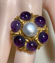 Load image into Gallery viewer, AUTHENTIC SWOBODA RING ~ AMETHYST, FRESH WATER PEARL
