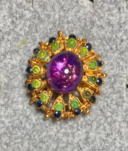 Load image into Gallery viewer, AUTHENTIC SWOBODA RING ~ AMETHYST, PERIDOT, SAPPHIRE

