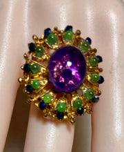 Load image into Gallery viewer, AUTHENTIC SWOBODA RING ~ AMETHYST, PERIDOT, SAPPHIRE
