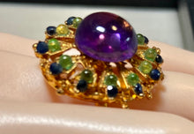 Load image into Gallery viewer, AUTHENTIC SWOBODA RING ~ AMETHYST, PERIDOT, SAPPHIRE
