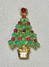 Load image into Gallery viewer, Authentic Swoboda Christmas Tree Brooch ~ Garnet, Peridot
